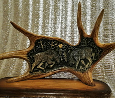 Панно из рога Лося с резьбой
